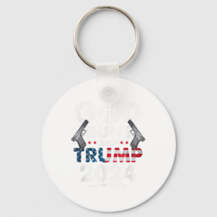God Guns And Trump 2024 Usa American Flag _1  Keychain