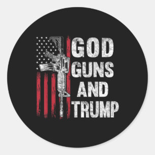 God Guns And Trump 2nd Amendment Flag Ar15 Classic Round Sticker