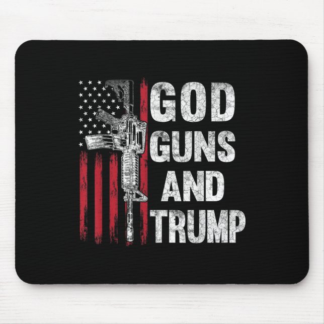 God Guns And Trump 2nd Amendment Flag Ar15 Mouse Pad (Front)