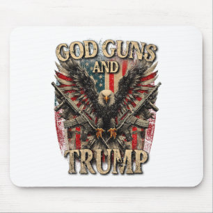 God Guns And Trump 2nd Amendment Flag Eagle Americ Mouse Pad