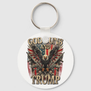 God Guns And Trump 2nd Amendment Flag Eagle Keychain