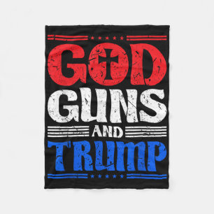 God Guns And Trump American Flag Patriot Fleece Blanket
