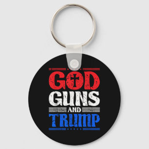 God Guns And Trump American Flag Patriot Keychain