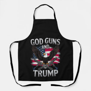 God Guns And Trump Eagle American Flag Vintage Apron