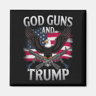 God Guns And Trump Eagle American Flag Vintage Magnet