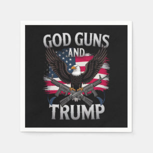God Guns And Trump Eagle American Flag Vintage Napkin