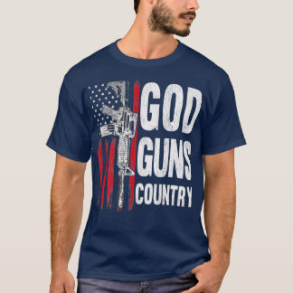 God Guns Country AR15 Gun Rights American Flag Pat T-Shirt