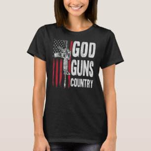 God Guns Country AR-15 Gun Rights American Flag Pa T-Shirt