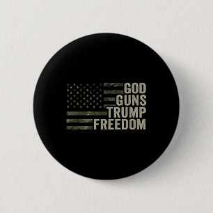 God Guns Trump Freedom - Funny Camouflage Pro Gun 2 Inch Round Button