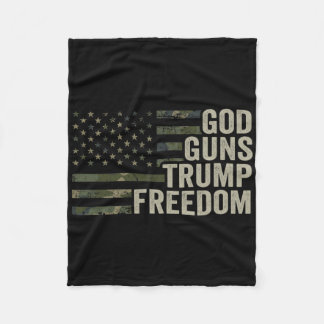 God Guns Trump Freedom - Funny Camouflage Pro Gun  Fleece Blanket