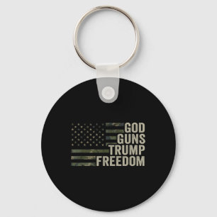 God Guns Trump Freedom - Funny Camouflage Pro Gun Keychain