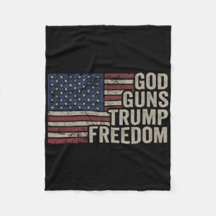 God Guns Trump Freedom - Pro Gun Usa Flag Funny Ch Fleece Blanket