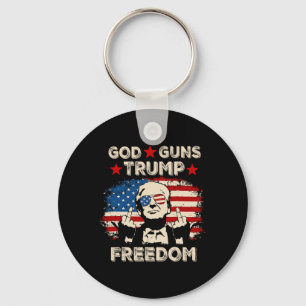 God Guns Trump Freedom Republican Conservative Vin Keychain