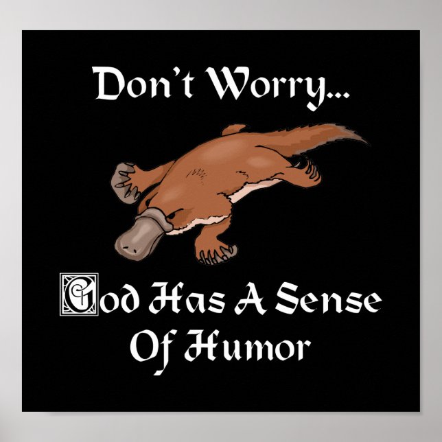 God Has A Sense Of Humour - Funny Platypus Poster (Front)
