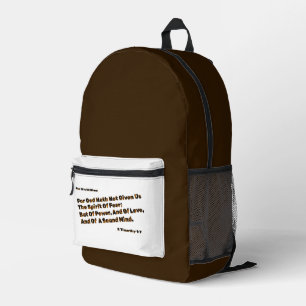 God Hath Not Given Us The Spirit Of Fear Printed Backpack