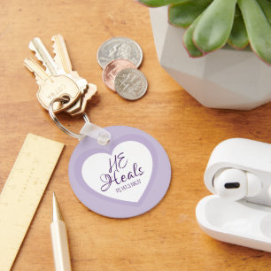 God Heals the Brokenhearted Light Purple Comfort Keychain