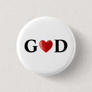 God Heart Calligraphy 1 Inch Round Button
