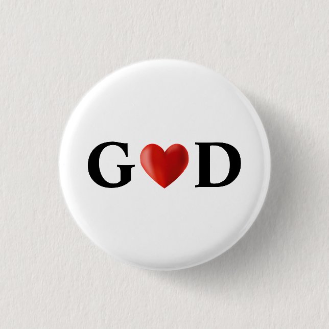 God Heart Calligraphy 1 Inch Round Button (Front)