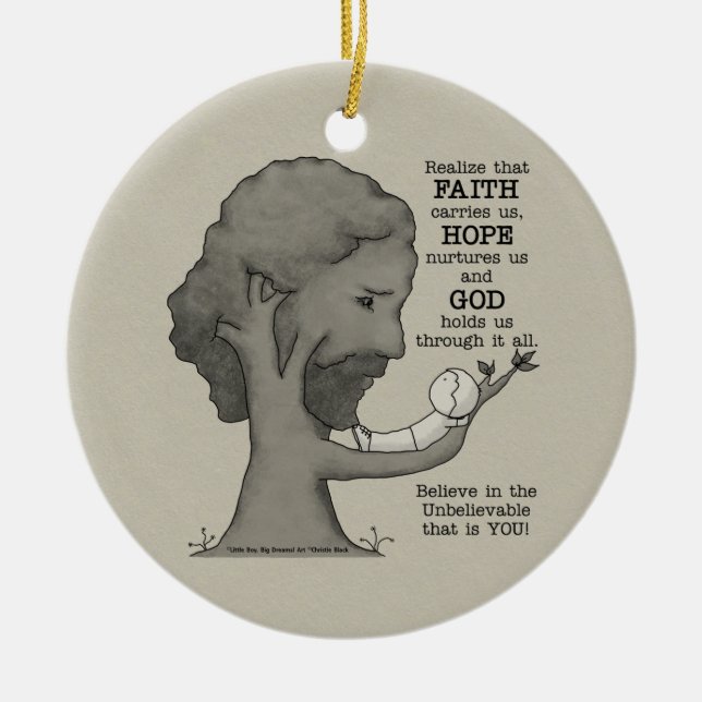 God Holds Us Ceramic Ornament (Front)
