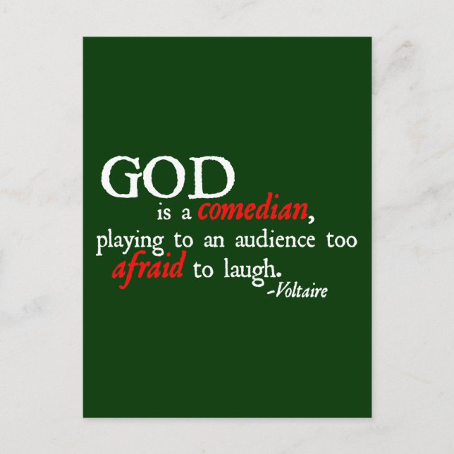 God is A Comedian Postcard (Front)