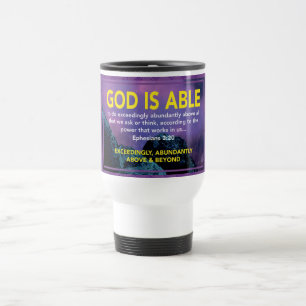 GOD IS ABLE Ephesians 3:20 MONOGRAM Christian Travel Mug