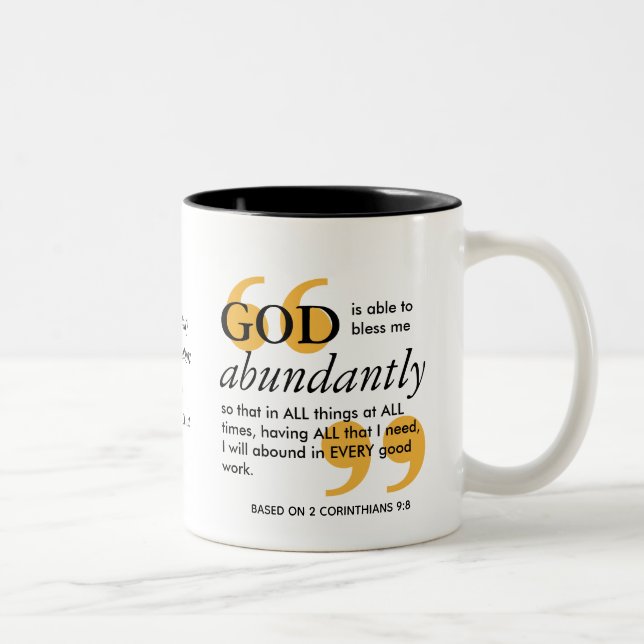 GOD IS ABLE TO BLESS Christian Affirmation Two-Tone Coffee Mug (Right)