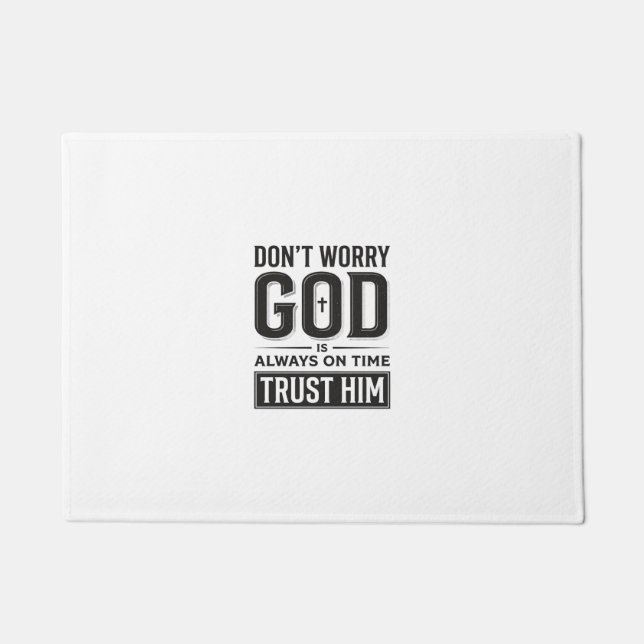 God Is Always on Time Christian Typography Design_ Doormat (Front)