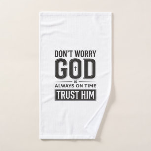 God Is Always on Time Christian Typography Design_ Hand Towel