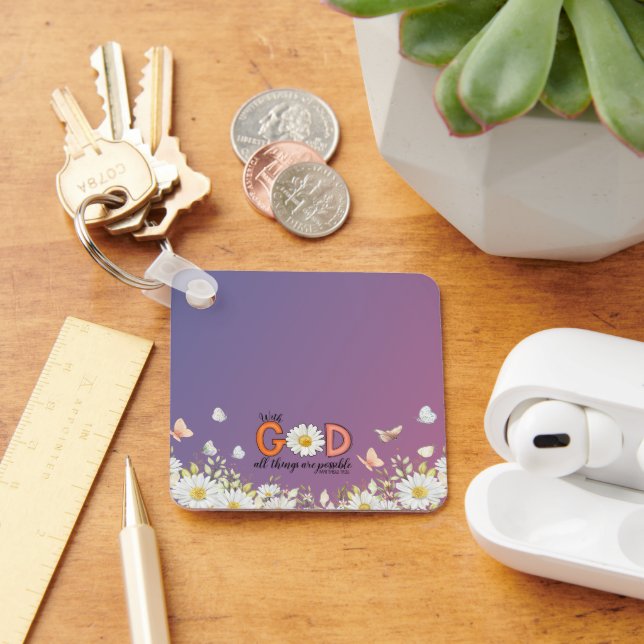 God Is Always Present | Christian Floral Keychain (Desk)