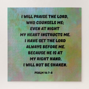 God Is Always With Me Psalm 16:7-8 Bible Verse Jigsaw Puzzle