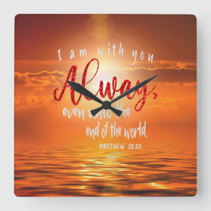 God is Always WIth You Ocean Sunset Square Wall Clock
