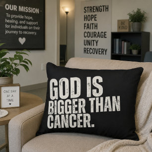 God Is Bigger Than Cancer Cancer Care Package Accent Pillow