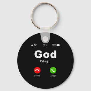 God Is Calling Christian Keychain