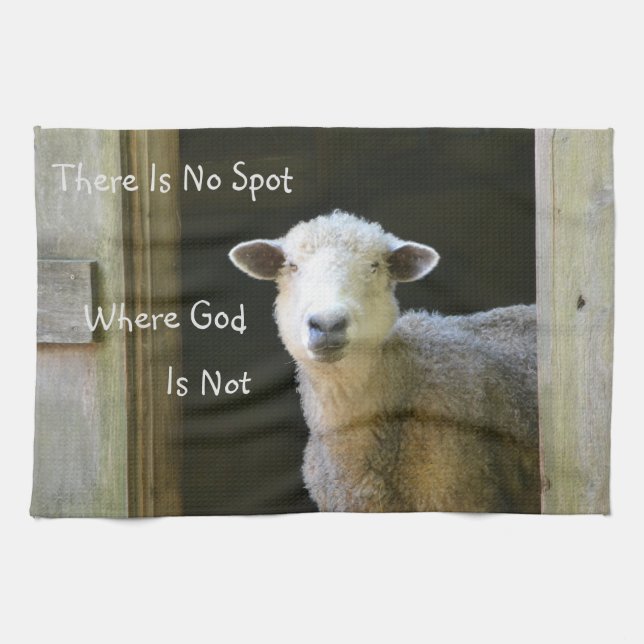 God Is Everywhere Sheep Kitchen Towel (Horizontal)