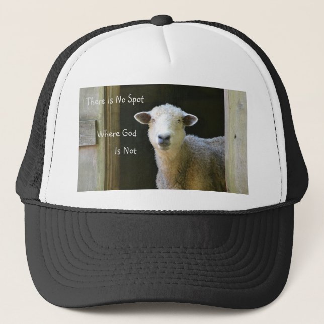 God Is Everywhere Sheep Trucker Hat (Front)