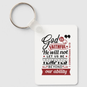 God Is Faithful – 1 Corinthians 10:13 Bible Verse Keychain