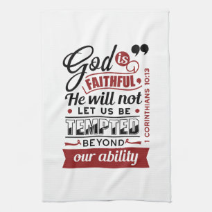 God Is Faithful – 1 Corinthians 10:13 Bible Verse Kitchen Towel