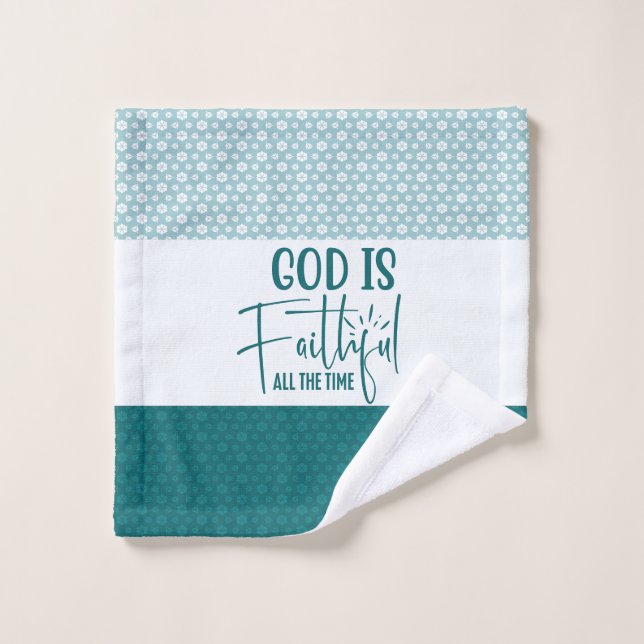 God Is Faithful All The Time Aqua Wash Cloth (Wash Cloth)