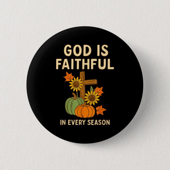 God Is Faithful Fall Christian Bible Verse Pumpkin 2 Inch Round Button (Front)