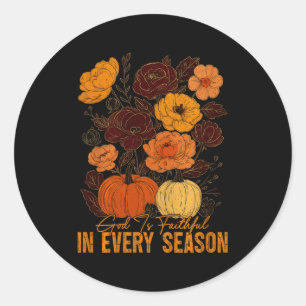 God Is Faithful In Every Season Christian Fall Boh Classic Round Sticker