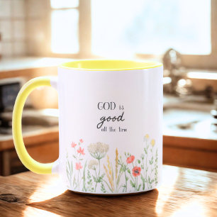 God Is Good All the Time Floral Mug