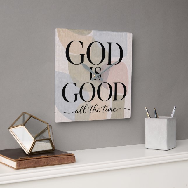 GOD IS GOOD | Christian Square Wall Clock (Office)
