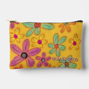 God is Good Custom Name Floral Accessory Pouch