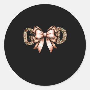 God Is Good Leopard Letters With Bow Vintage Chris Classic Round Sticker