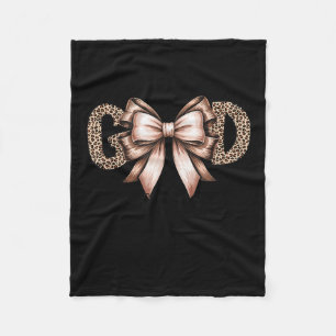God Is Good Leopard Letters With Bow Vintage Chris Fleece Blanket