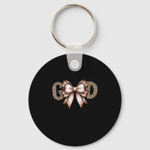 God Is Good Leopard Letters With Bow Vintage Chris Keychain