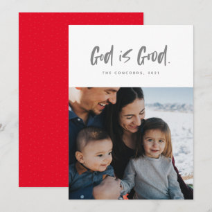 God is Good religious Christmas photo card in red
