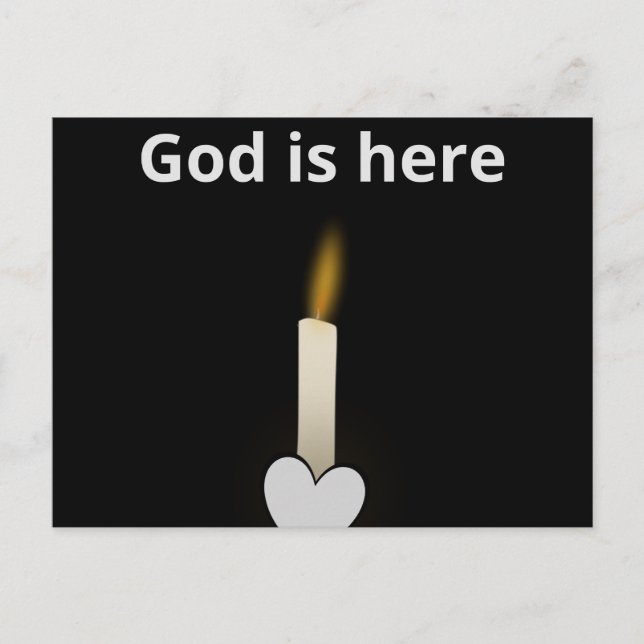 God is here Beautiful Message Candle Postcard (Front)
