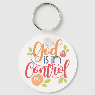 God is in Control Christian Christianity Faith Keychain