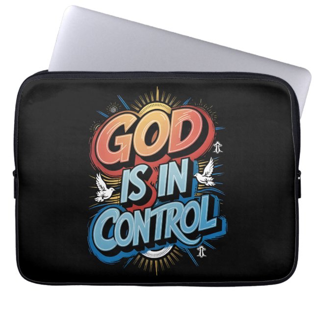 God is in Control Christian Laptop Case (Front)